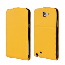Samsung Galaxy Note 2 - Genuine Leather Up Down Flip Stand Protective Phone Cover Case - Yellow